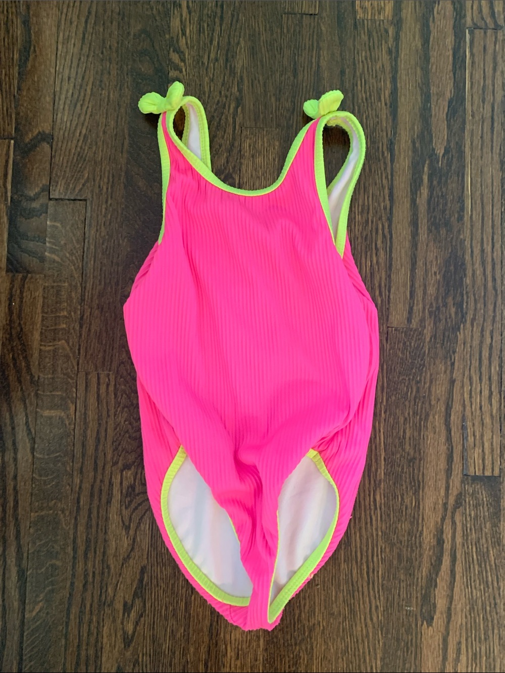 Cat & Jack Neon Pink One-Piece Swimsuit with Lime Trim